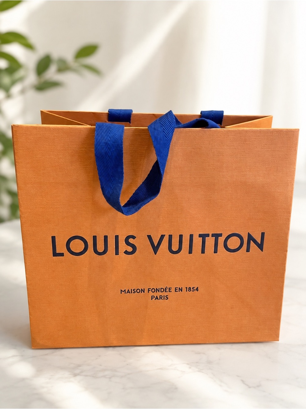 Louis Vuitton Orange Paper Shopping Gift Bag 9.75” Authentic Packaging